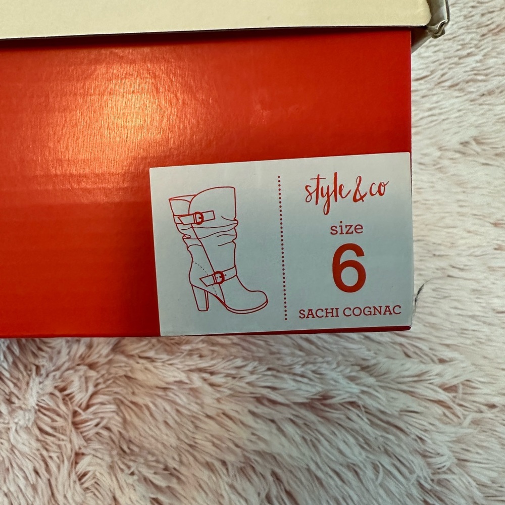 Style&Co Sachi Cognac Mid-Calf boots Size 6 - Picture 3 of 3
